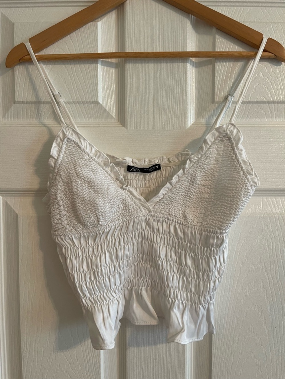 Zara white Smocked Cami Top